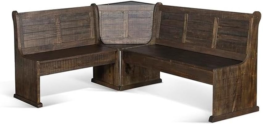 Pemberly Row 4-Pieces Dining Set Wood, Rectangular in Cherry (36" H x 75" W x 56" D) for Kitchen, Dining Room with Table, Reversable Seating, and Storage Space