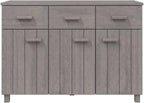 Light Grey Solid Pine Wood Sideboard with Shelves and Drawers, Traditional Style Storage Cabinet for Living Room Bedroom Dining Area, Durable Furniture