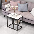 Telephone Table, Sofa Side Table Telephone Table Corner Table 2 Tier Storage Shelf for Office Hallway or Living Room,Marble Table Top and Metal Frame，21.6''×15.7''×23.6''
