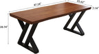 tiedingding 47" Solid Wood Dining Table, Rectangular Kitchen Table with Irregular Live Edge & Thick Tabletop, X-Shape Metal Legs, Oil Proof & Easy Clean, Rustic Brown， for 2-4 People