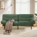 PERLECARE Convertible Futon Sofa Bed, 73" Corduroy Futon Couch with Adjustable Backrest and Armrests, 3-in-1Recliner Sleeper Sofa for Small Spaces, Play Room,Living Room or Office（73in,Green）