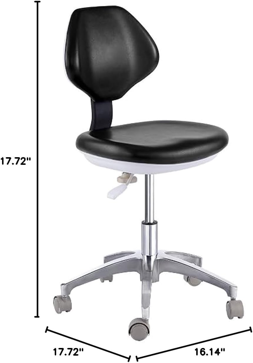BONEW-Oral Dental Chair Stool Assistant for Dentist Doctor's Stool Adjustable Mobile Chair PU Leather Black