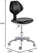 BONEW-Oral Dental Chair Stool Assistant for Dentist Doctor's Stool Adjustable Mobile Chair PU Leather Black