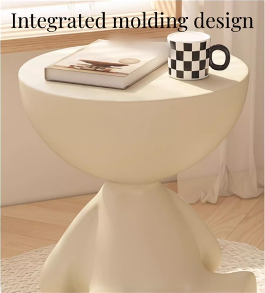 Round End Table with Storage, Cute Sofa Side Table, Versatile Nightstand, Modern Coffee Table for Living Room, Bedroom, Bathroom(Orange)