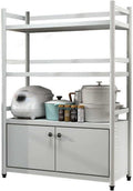 Tall Cabinet, Pantry Organizers and Storage, 32mm Thicker Steel Tube, Multi-Layer Storage, Cabinet with Microwave Shelf, Ideal for The Kitchen, Living Room(White,70 * 40 * 138cm)