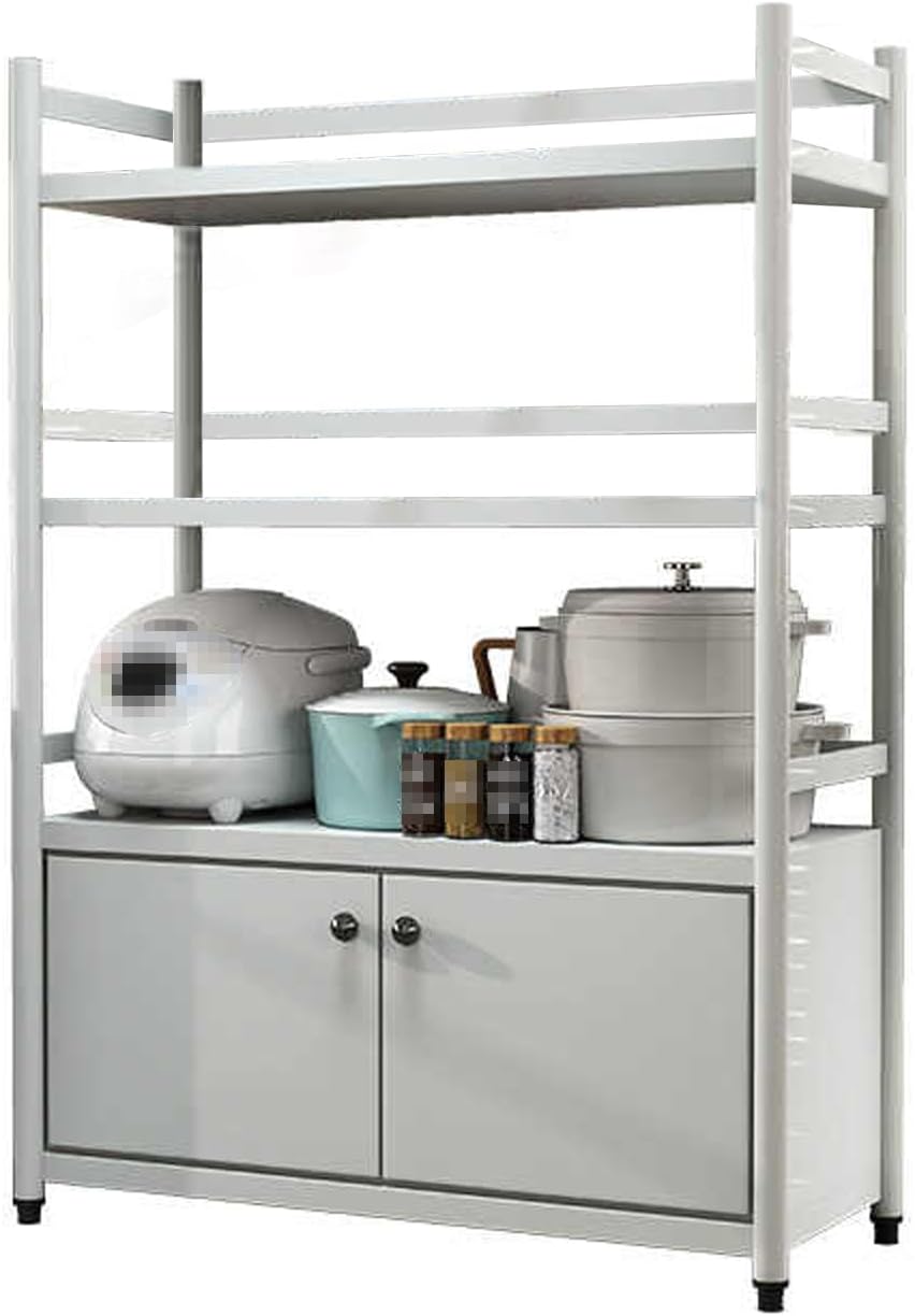 Tall Cabinet, Pantry Organizers and Storage, 32mm Thicker Steel Tube, Multi-Layer Storage, Cabinet with Microwave Shelf, Ideal for The Kitchen, Living Room(White,70 * 40 * 138cm)