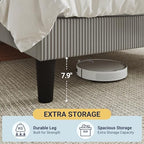 Allewie Full Bed Frame, Corduroy Tufted Headboard, Light Grey
