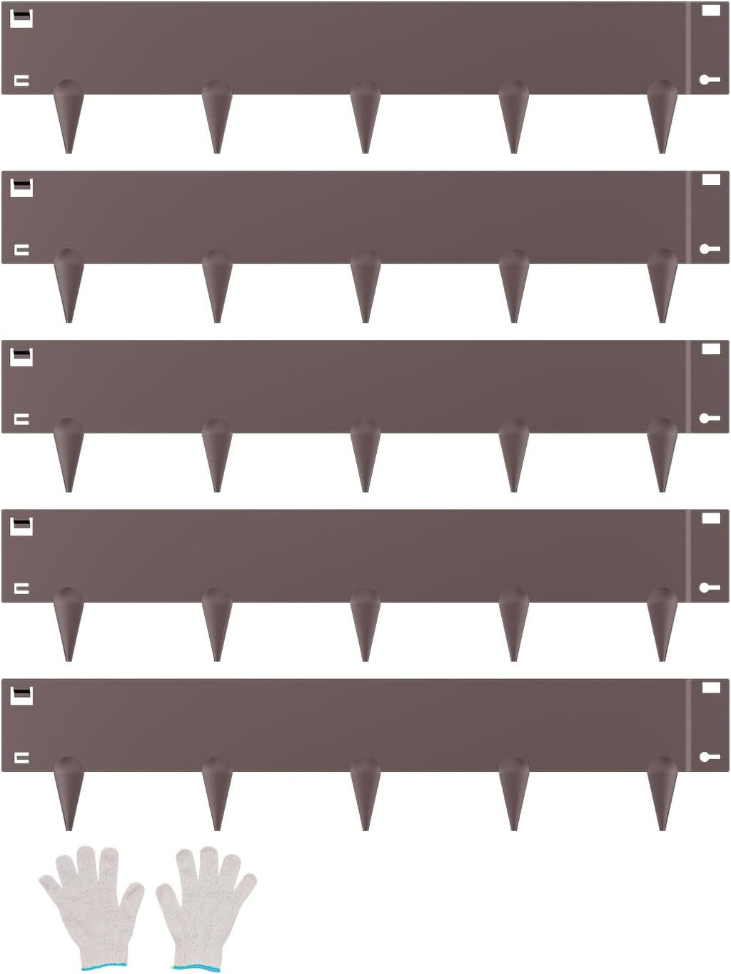 VEVOR Steel Landscape Edging, 5 Packs 39 x 5 in Rust-Resistant Metal Landscape Edging, Bendable Garden Edging Border, Heavy Duty Lawn Edging, Easy-to-Install, Flower Bed Yard Pathway Divider Brown