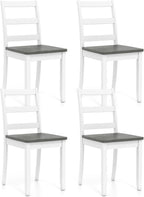 Giantex Dining Chairs, Wooden Armless Kitchen Chairs with Solid Rubber Wood Legs, Farmhouse Ladder Back Dining Chairs for Dining Room (4, White+Gray)