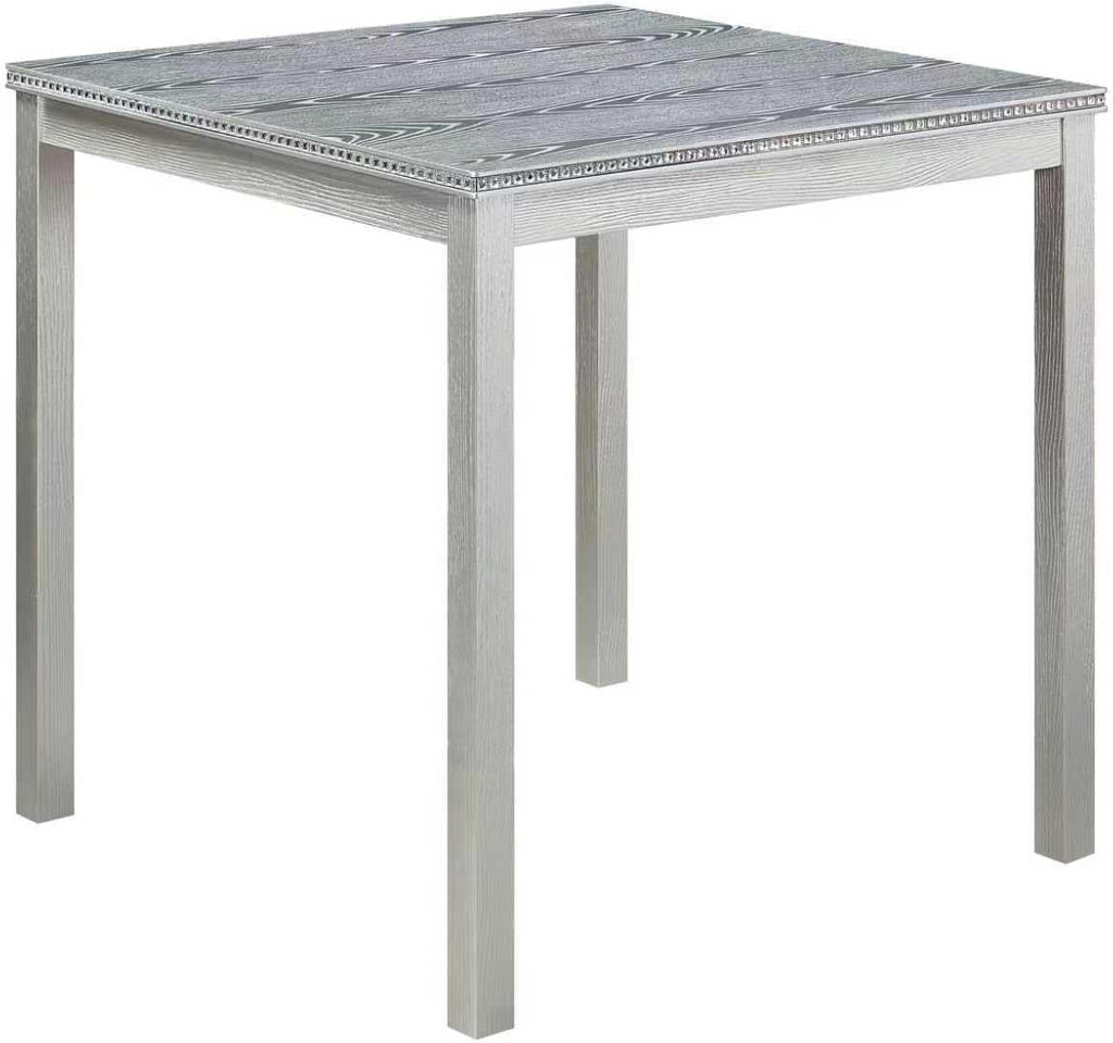SOFTSEA Wooden Dining Table up for 4, Square Kitchen Table with Solid Wood Legs, 34.5 Inch Modern Dining Table with Spacious Tabletop, for Kitchen Living Room, Silver Grey