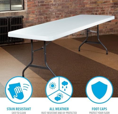 Lifetime 22980 8-Foot Commercial Folding Table, White Granite HDPE Top, Steel Frame