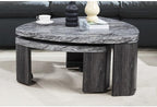39" Durable Marble Laminate Nesting Coffee Table, Boo Coffee Table with Nested Structure, Nesting Side Tables with MDF Build for Modern Living Spaces, Gray