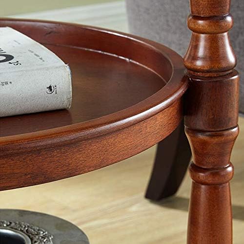 Telephone Table, Small Coffee Table,Telephone Side Table,Living Room Sofa Side Table,Three-Tier Storage Table,Round Solid Wood Table,2 Colors(Color:Walnut,Size:20.0720.07