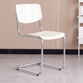 Etlegor Kitchen Plastic Backrest Dining Chair, Modern Cantilever Side Chair w/Chrome Steel Frame for Living Room Office Leisure Area(Creamy White)