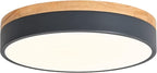 Dimmable Wood LED Flush Mount Ceiling Light, 5CCT 2700K-6000K Modern Round Close to Ceiling Lighting Fixtures, Minimalist Grey Ceiling Lamp for Bedroom, Kitchen, Laundry Room, Hallway
