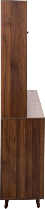 Dancongtea 63" Wide Large Kitchen Hutch Cabinet – Freestanding Pantry Storage with 4 Doors, 4 Drawers & Microwave Shelf – Walnut Finish for Kitchen, Dining Room, Pantry Organization