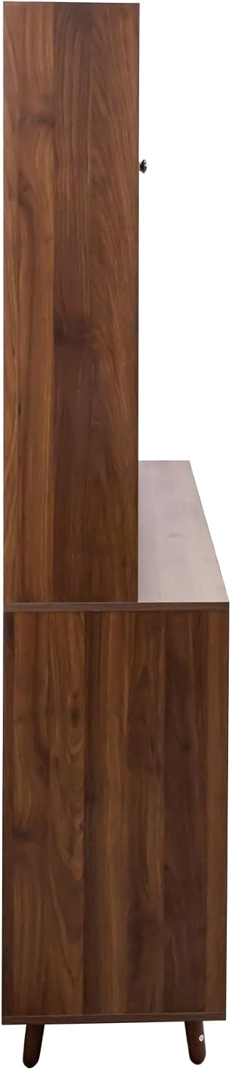 Dancongtea 63" Wide Large Kitchen Hutch Cabinet – Freestanding Pantry Storage with 4 Doors, 4 Drawers & Microwave Shelf – Walnut Finish for Kitchen, Dining Room, Pantry Organization