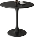 Round Dining Table 31.5" Circle Tulip Table with Wood Thickened Tabletop & Sturdy Metal Pedestal Mid Century Modern Leisure Bistro Kitchen Tables 4 People Small Places Living Room Cafe,Black