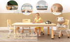 Kids Table and 6 Chairs Set, Adjustable Study Activity Table Ages 2-10