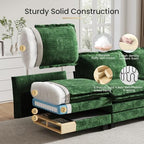KKL Large V-Shaped Modular Sectional Sofa, 7 Seater Cloud Couch with Ottoman, Chenille Sectional Couches for Living Room, Apartment, Green | Chenille Oversized Sectional Couches for Living Room, Apartment, Green