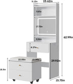 Make Up Vanity Desk with Mirror and Lights,Small Vanity With Storage Chair | White Vanity Table Set with Charger Station