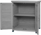 31" Weatherproof Small Storage Cabinet, Storage Cabinets with Premium Wood, Tool Cabinet with Magnetic Door for Patio & Garage, Gray