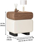 Modern Nightstand with 2 Drawers Minimalist Stylish Bedside Table Handleless Design Night Stands with Leather End Table for Room All Occasion(White,30 cm)