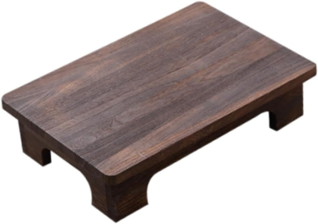 Low Wooden Tea Table, Elegant, Stable, Minimalist Stool, Lightweight Floor Table, Compact for The Windowsill in The Room, Brown, 40x28x10cm