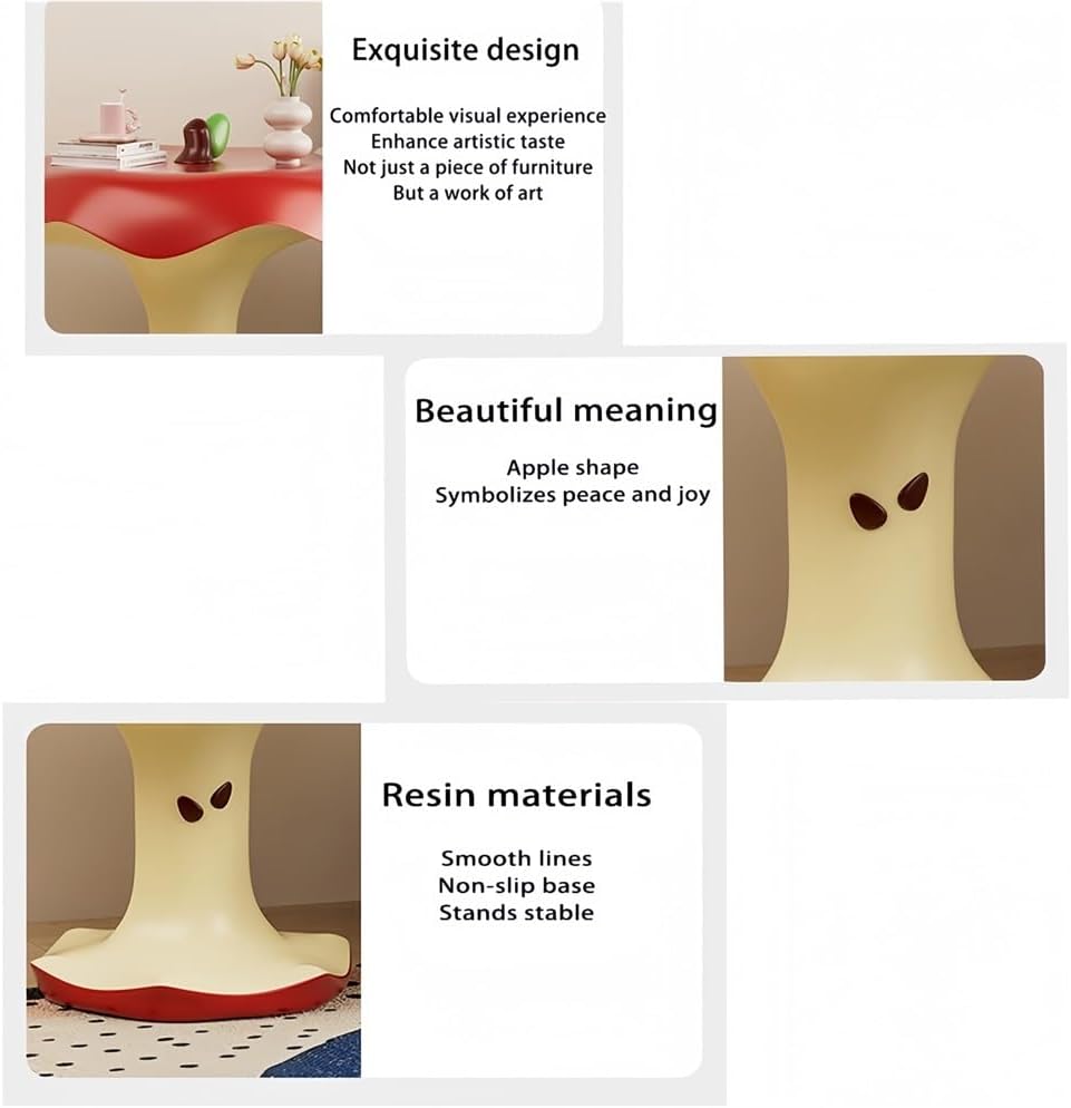 Cute Apple-Shaped Accent Table, Resin Fruit-Shape Side Tables, Small End Table Living Room, Sofa, or Reading Corner