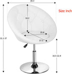 PayLessHere Living Room Vanity Chair Makeup Chair Swivel Accent Chair Round Back Height Adjustable PU Leather Modern Chair for Makeup Room Small Desk,White