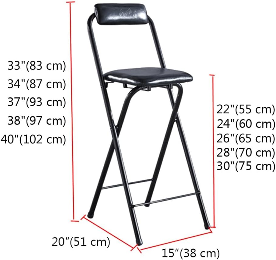 Tall Folding Stool Chair, 22/24/26/28/30 Inch Folding Bar Stool with Backrest and Padded, Portable Indoor Counter Bar Stools, Home Adults Breakfast Stool(White,30 inch(75 cm))