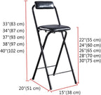 Tall Folding Stool Chair, 22/24/26/28/30 Inch Folding Bar Stool with Backrest and Padded, Portable Indoor Counter Bar Stools, Home Adults Breakfast Stool(White,30 inch(75 cm))