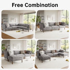 Cloud Sectional Couches for Living Room,Modular Sectional Sofa,Grey | Extra Deep 8 Seater,Mid Century Modern Oversized Couches With Ottoman,Solid Wood Leg,Large Sofa for Big Space,Office