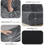 HABUTWAY Giant Bean Bag Chairs Loveseat for Adults,2 Seater,Grey | Loveseat Fireside Chair, Memory Foam Lazy Bean Bag Couch for Living Room, Bedroom, Dorm, Office