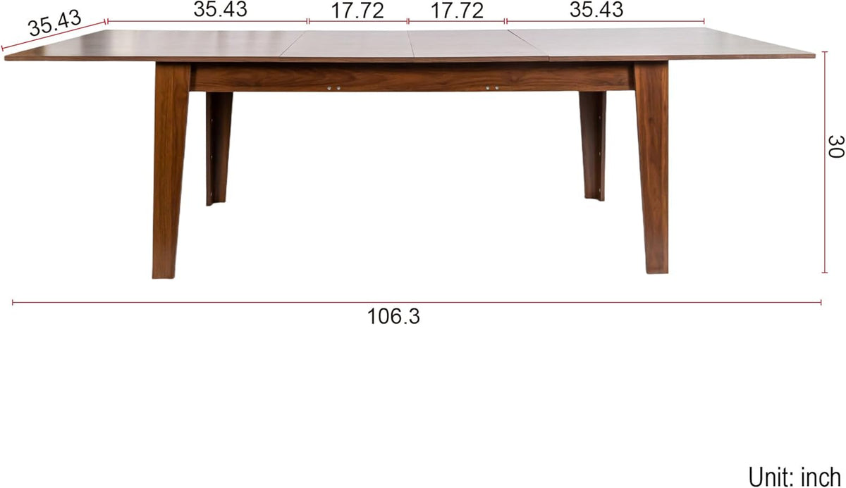 70-106" Expandable Dining Table, Wood Extendable Room Table, Long Kitchen Table for Dining Room