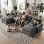 140" Modular Sectional Couch, U Shaped Cloud Sofa for Living Room | Comfortable Foam Cushions, Sturdy Frame, Appealing Appearance, Easy Assembly, Soft Chenille, Modular Design, Dark Gray