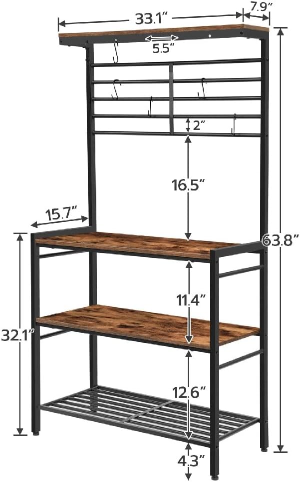 Rack With Hooks Kitchen Storage Shelf With High Display Shelves And Mesh Panel Island
