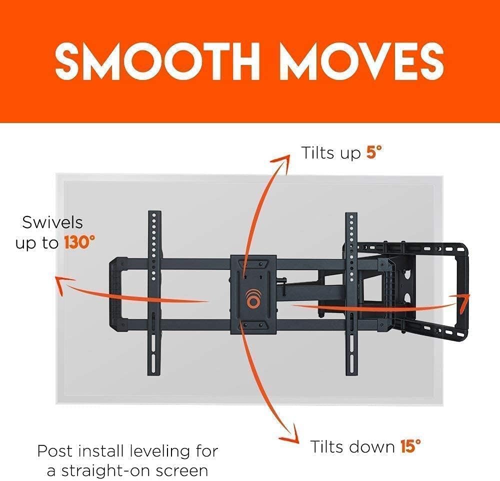 ECHOGEAR Full Motion TV Mount & in Wall TV Cable Hider Bundle - Mount TVs Up to 90" & Conceal The Wires Behind The Wall