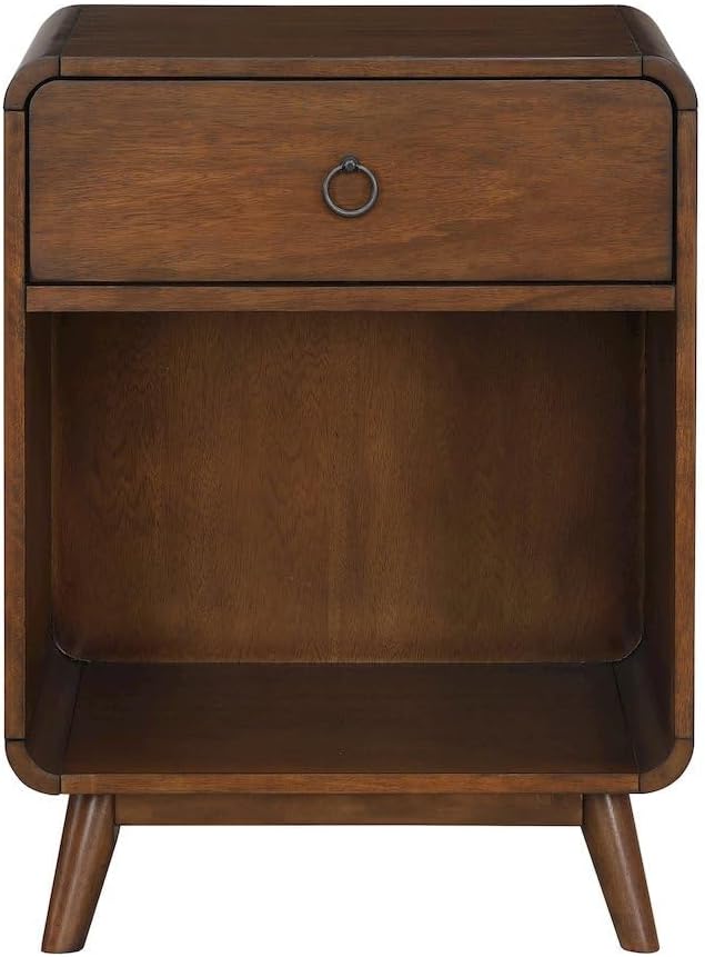 Starlight Canyon Home Brown Wooden Nightstand with Drawer - 1 Drawer Side Table for Bedroom with Lower Shelf Storage for Living Room or Bedside Use