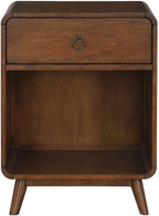 Starlight Canyon Home Brown Wooden Nightstand with Drawer - 1 Drawer Side Table for Bedroom with Lower Shelf Storage for Living Room or Bedside Use