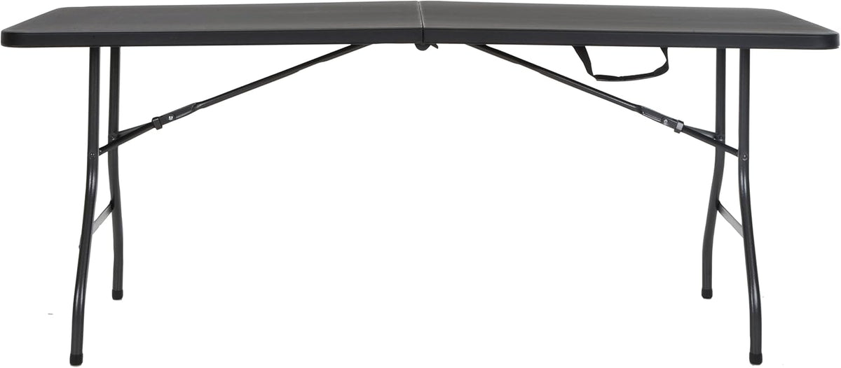 COSCO 6 ft. Fold-in-Half Banquet Table w/Handle, Black