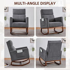 Yaheetech 28in Wide Padded High Back Glider Rocking Chair, Gray Polyester | High Back Nursing Chair with Side Pockets, Thick Foam Glider Chair, Rubberwood Base, Leisure Rocker for Living Room Bedroom
