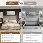 HOWE King Size Bed Frame with 50.8 Inch Corduroy Wingback Headboard, Taupe