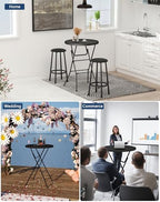 Round Folding Table, 32" Bar Height Tables for Parties and Commercial Events, Portable Plastic Table w/Thick Table Top, Metal Frame, Locking Legs, Indoor Outdoor Accessory, 2 Pack, Black