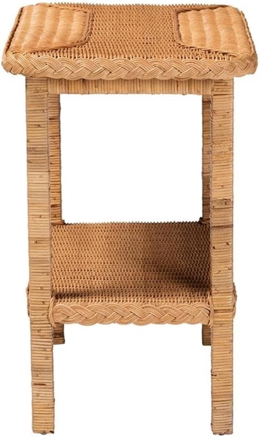 bali & pari Minahasa Bohemian Light Honey Braided Rattan Side Table