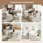 ROWHY 104'' Modular Sectional Cloud Couch with Movable Ottoman, 4 Seat Modern Corduroy Sofa, Deep Seat L Shaped Couch for Living Room Bedroom Apartment, Beige