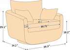 360° Swivel Accent Armchair, 39.3" Oversized, Sherpa Boucle Fabric Sofa Chair with Removable Back & Arm Pillows, Swivel Chair with Cozy Soft Padded (1, Camel)
