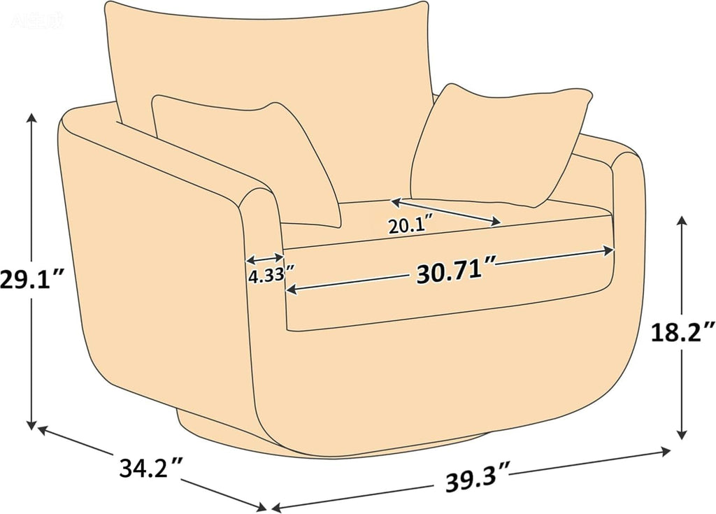 360° Swivel Accent Armchair Set of 2, 39.3" Oversized, Sherpa Boucle Fabric Sofa Chair with Removable Back & Arm Pillows, Swivel Chairs with Cozy Soft Padded, White