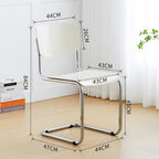 Etlegor Kitchen Plastic Backrest Dining Chair, Modern Cantilever Side Chair w/Chrome Steel Frame for Living Room Office Leisure Area(Creamy White)