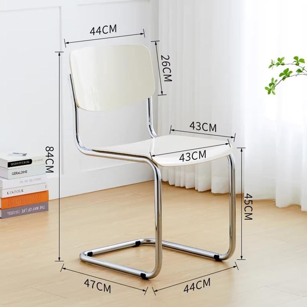 Etlegor Kitchen Plastic Backrest Dining Chair, Modern Cantilever Side Chair w/Chrome Steel Frame for Living Room Office Leisure Area(Creamy White)
